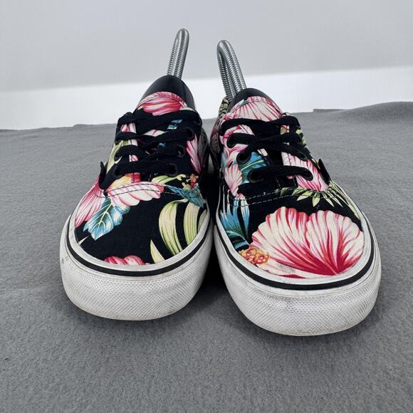 Vans Shoes Mens Size 5.5 Black Floral Hawaiian Canvas Skate Low Top Womens 7 - Picture 5 of 9